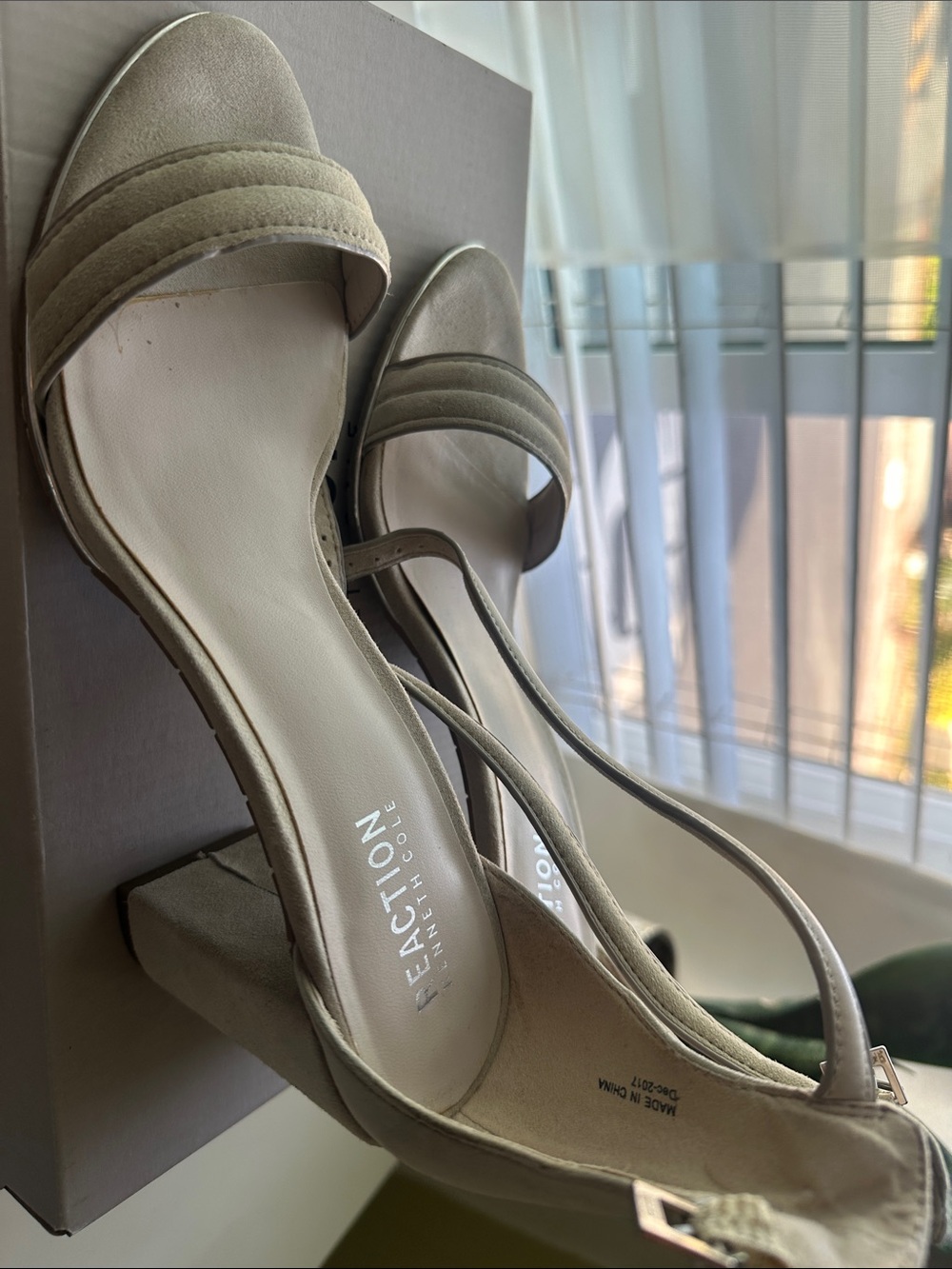 Reaction Kenneth Cole Neutral Beige Open-Toe Ankle-Strap Heels - Lolita - Picture 2 of 7